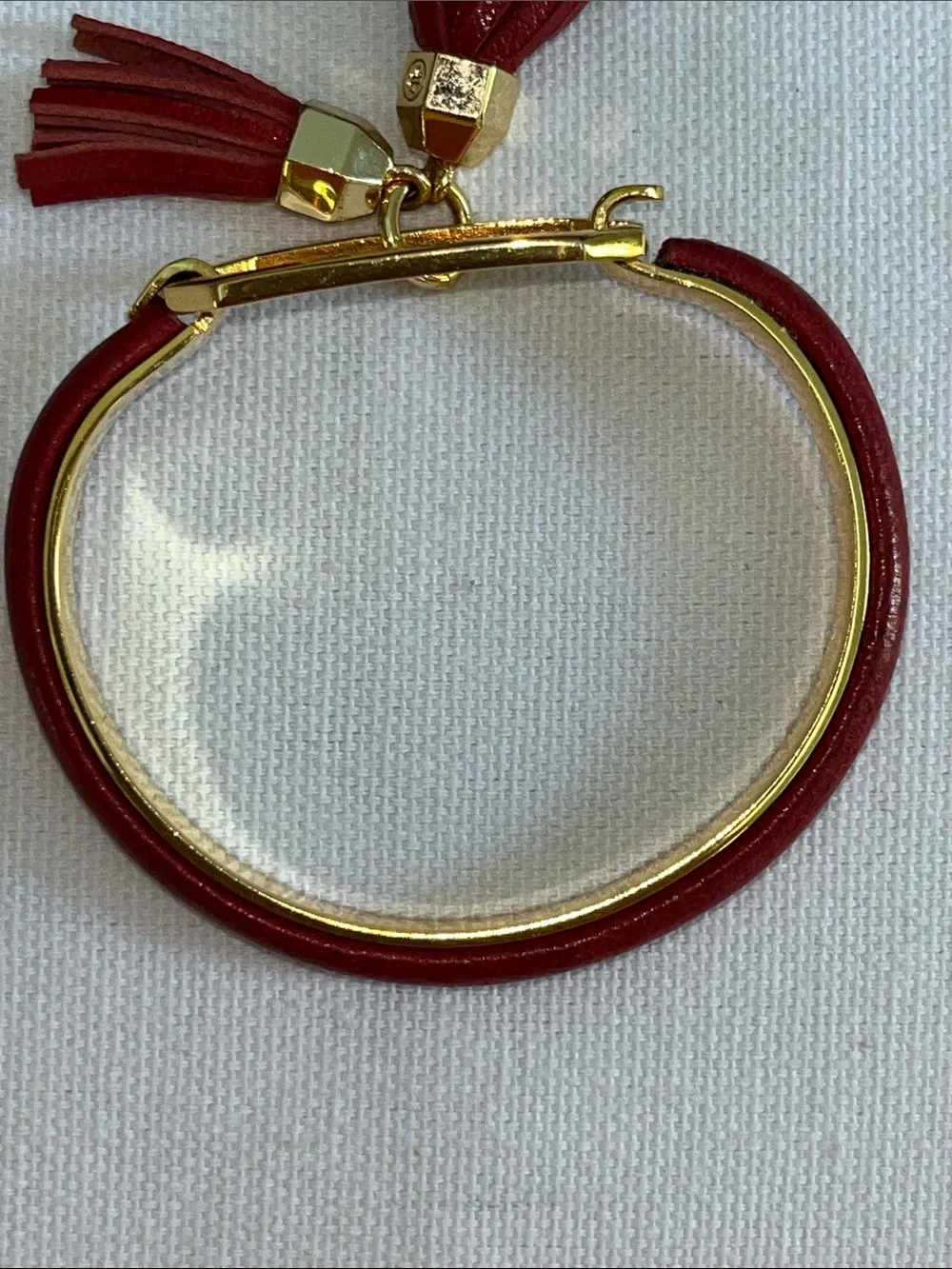 Rare Tory Burch Gold-Tone Red Twin Tassel Bracelet